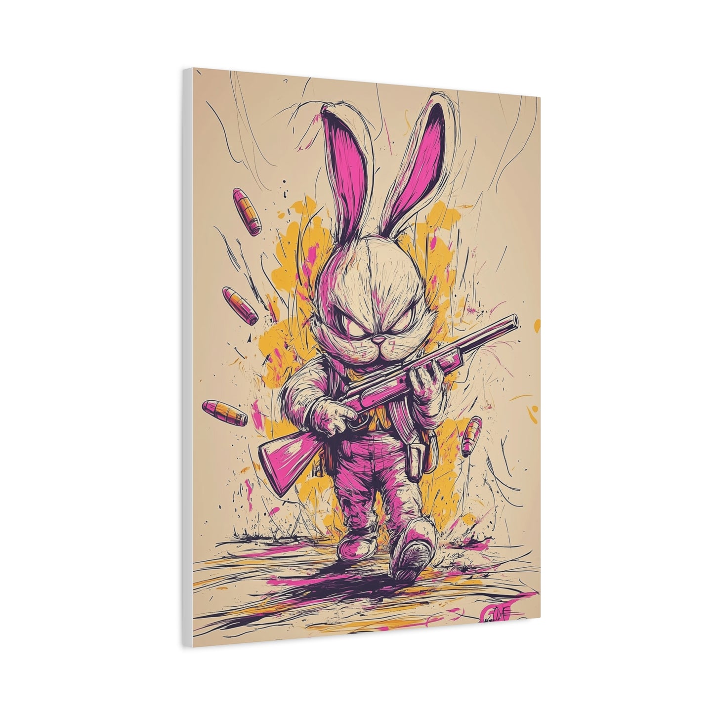 Battle-Ready Bunny: Fierce Matte Canvas Decor