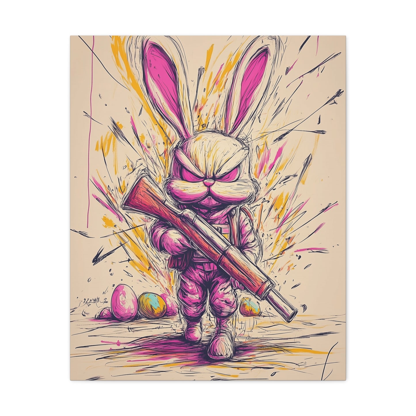 ﻿Battle-Ready Bunny: Fierce Matte Canvas Decor