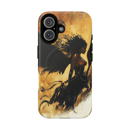 Midnight Ember: The Ebony Angel AI Phone Case