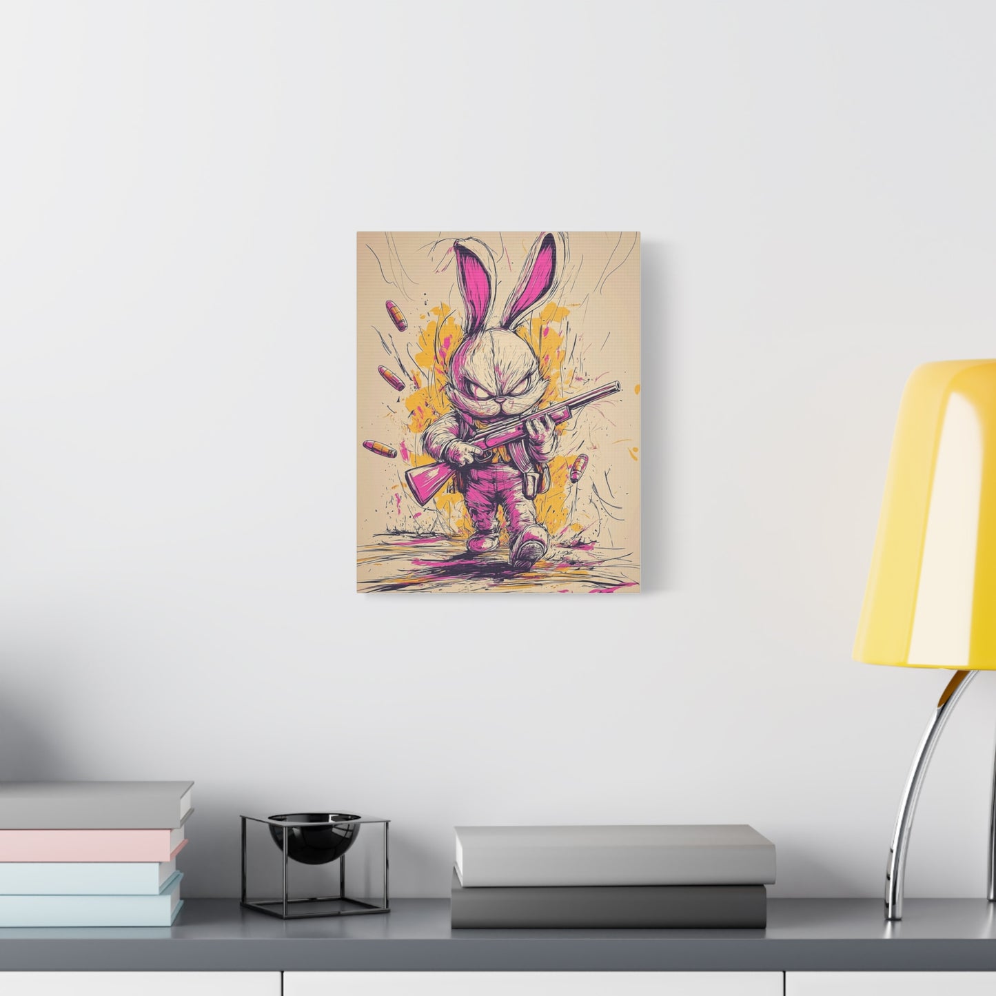 Battle-Ready Bunny: Fierce Matte Canvas Decor